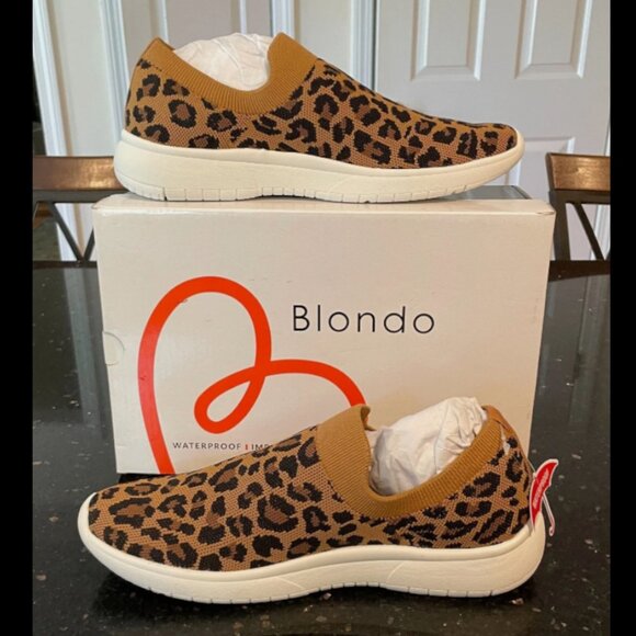 Blondo Shoes - New Woman's Blondo Karen Waterproof Leopard Knit Slip-On Sneaker Size 10M